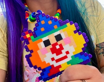 Clown kandi beaded perler necklace clowncore accessories