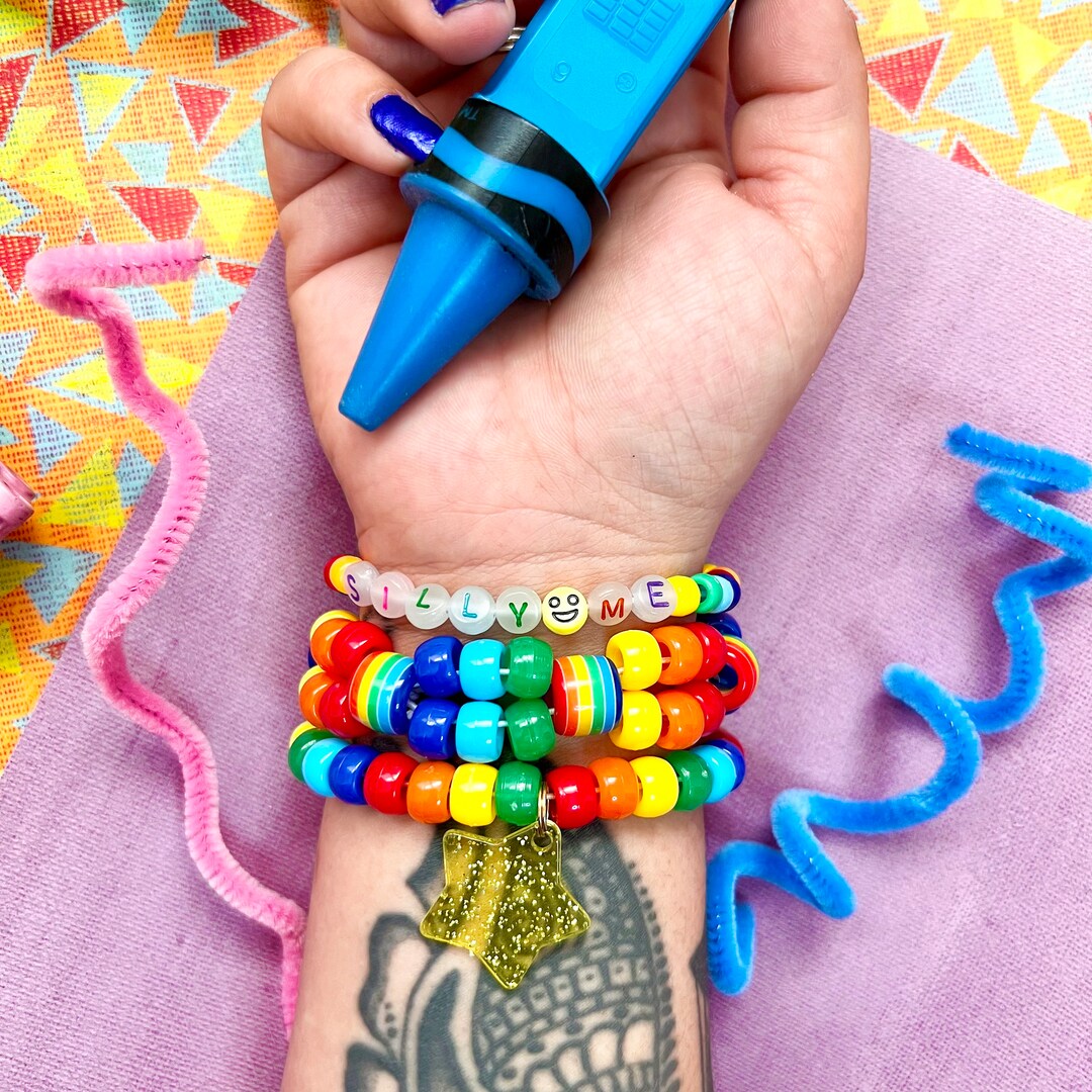 Rainbow Kandi Bracelet Set Clown Jewelry Beaded Bracelet Etsy