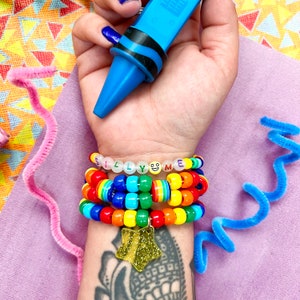 Rainbow Kandi bracelet set clown jewelry beaded bracelet