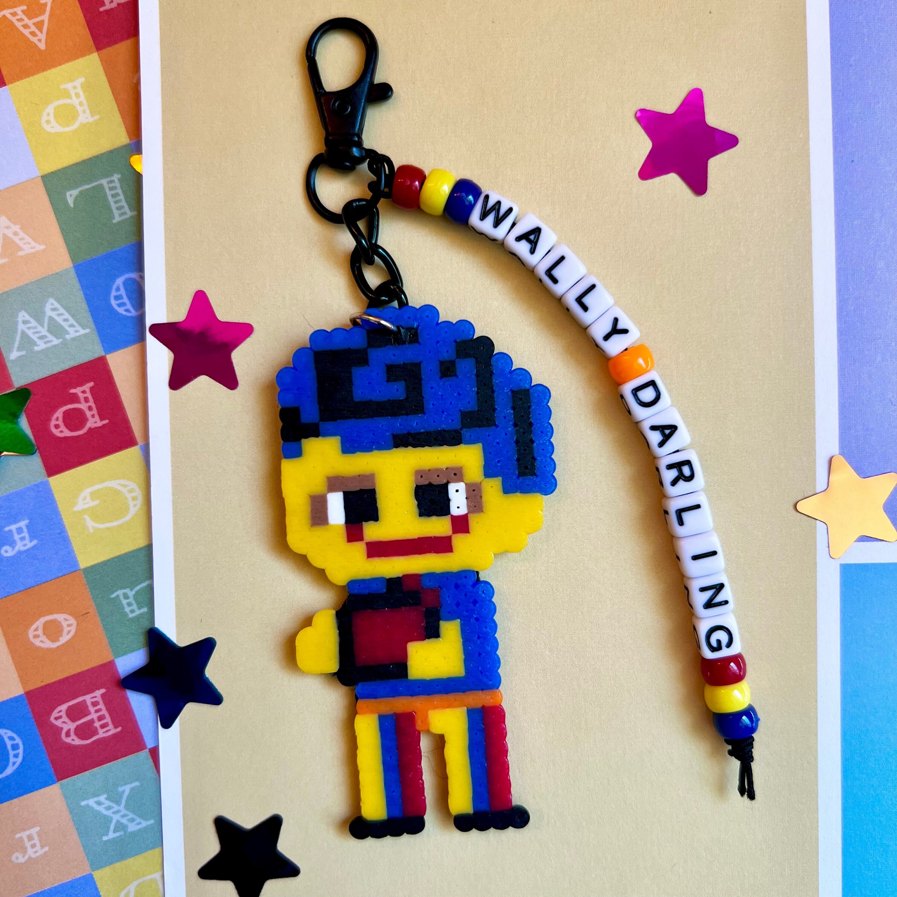 Welcome Home Wally Darling Beaded Keychain Clown Clowncore