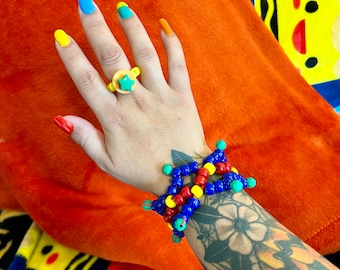 Clown Kandi Manschette und Ring-Set Clowncore Armband Schmuck Zubehör