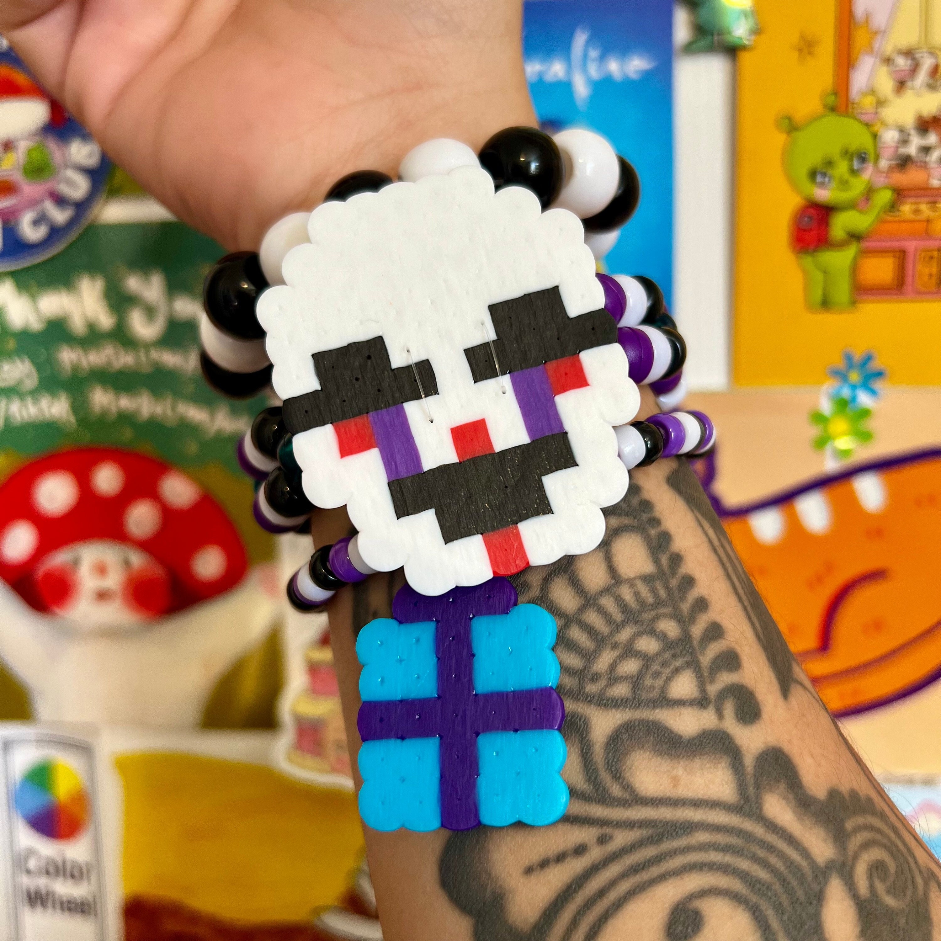 Fnaf Puppet Clown Kandi Perler Bracelet Set Clowncore Accessories