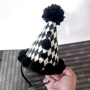 Pierrot Clown Party Hat Headband: Handmade clowncore Costume Accessory image 1