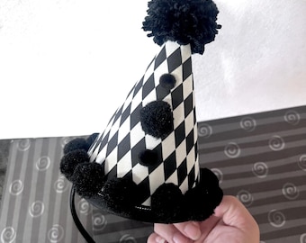 Pierrot Clown Party Hat Headband: Handmade clowncore Costume Accessory