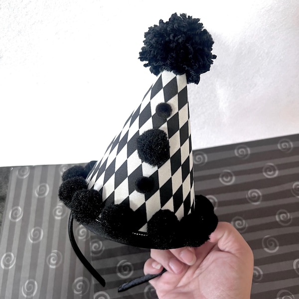 Pierrot Clown Party Hat Headband: Handmade clowncore Costume Accessory