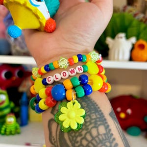 rainbow clown Kandi beaded bracelet set
