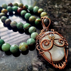 Moonstone w/ Dragons Blood Jade