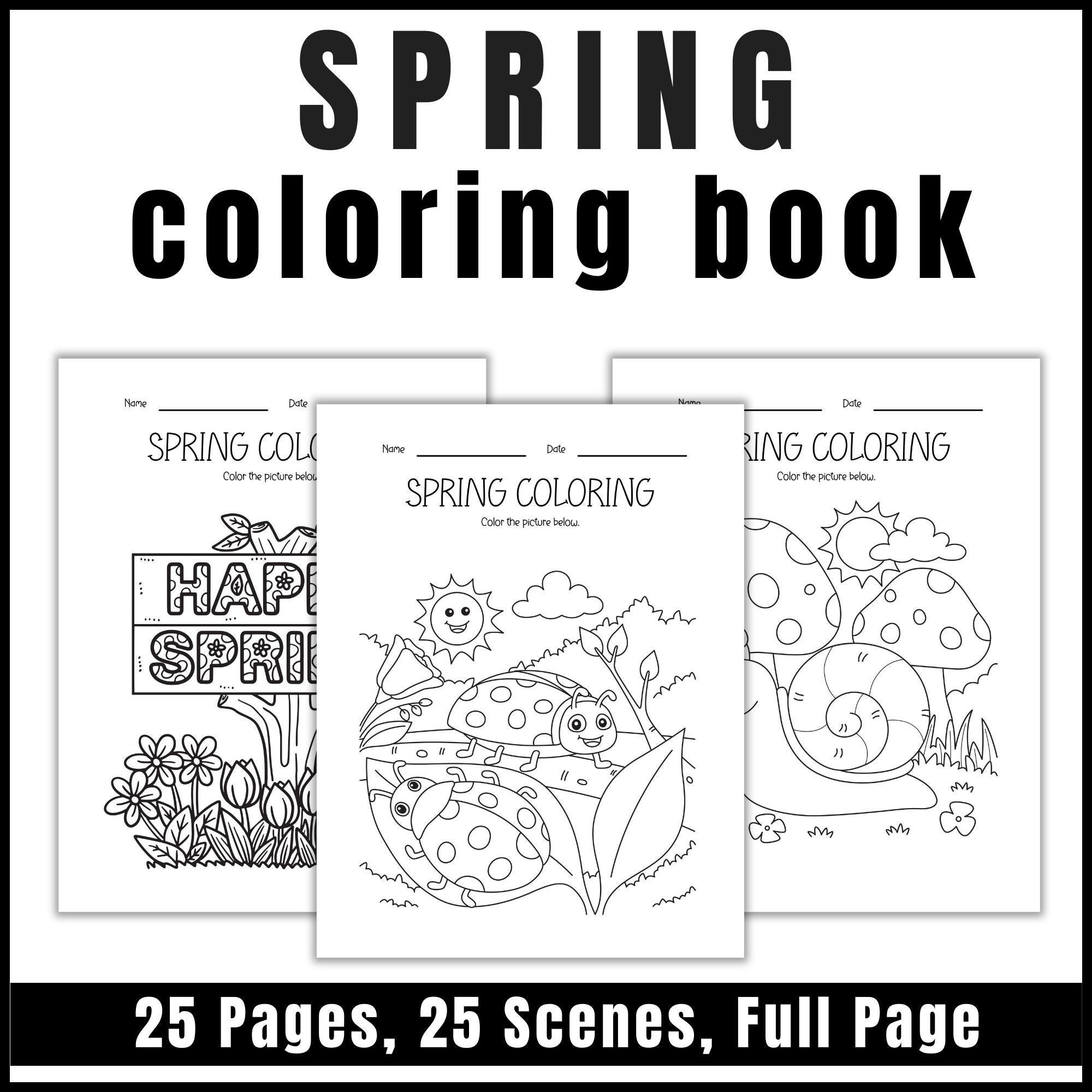 Simple Spring Coloring Printable Sheet No Prep Pack May Mental Health ...