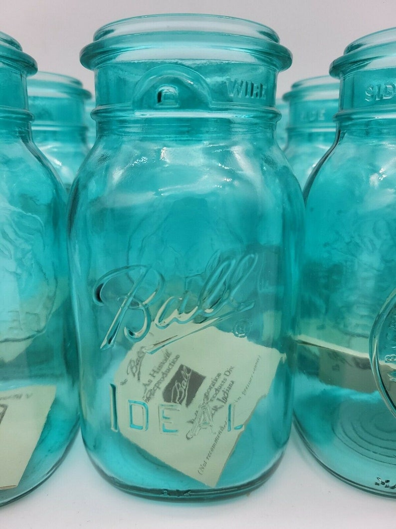 Lot of 12 Bicentennial Blue 17761976 Glass Mason Ball Jars Ideal Quart