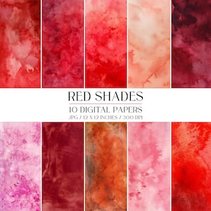 Red Watercolor Digital Paper Textures | Abstract Backgrounds (JPEGs)