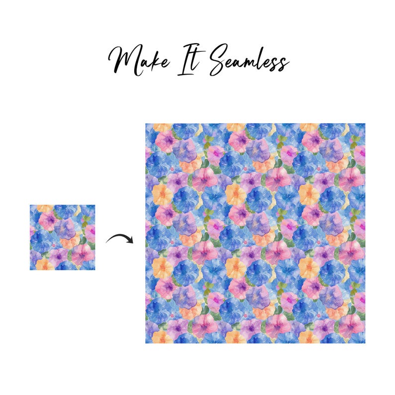 Morning Glory Watercolor Seamless Pattern | Floral Digital Paper ...