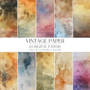 Vintage Watercolor Paper Texture | Stained Digital Paper (JPEG)