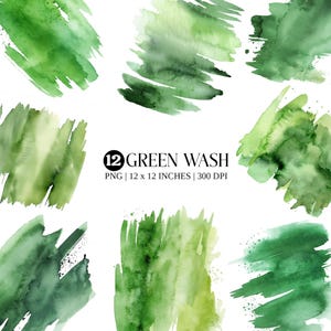 Smaragdgrün Aquarell Pinselstriche | PNG Clipart (Digitaldruck)