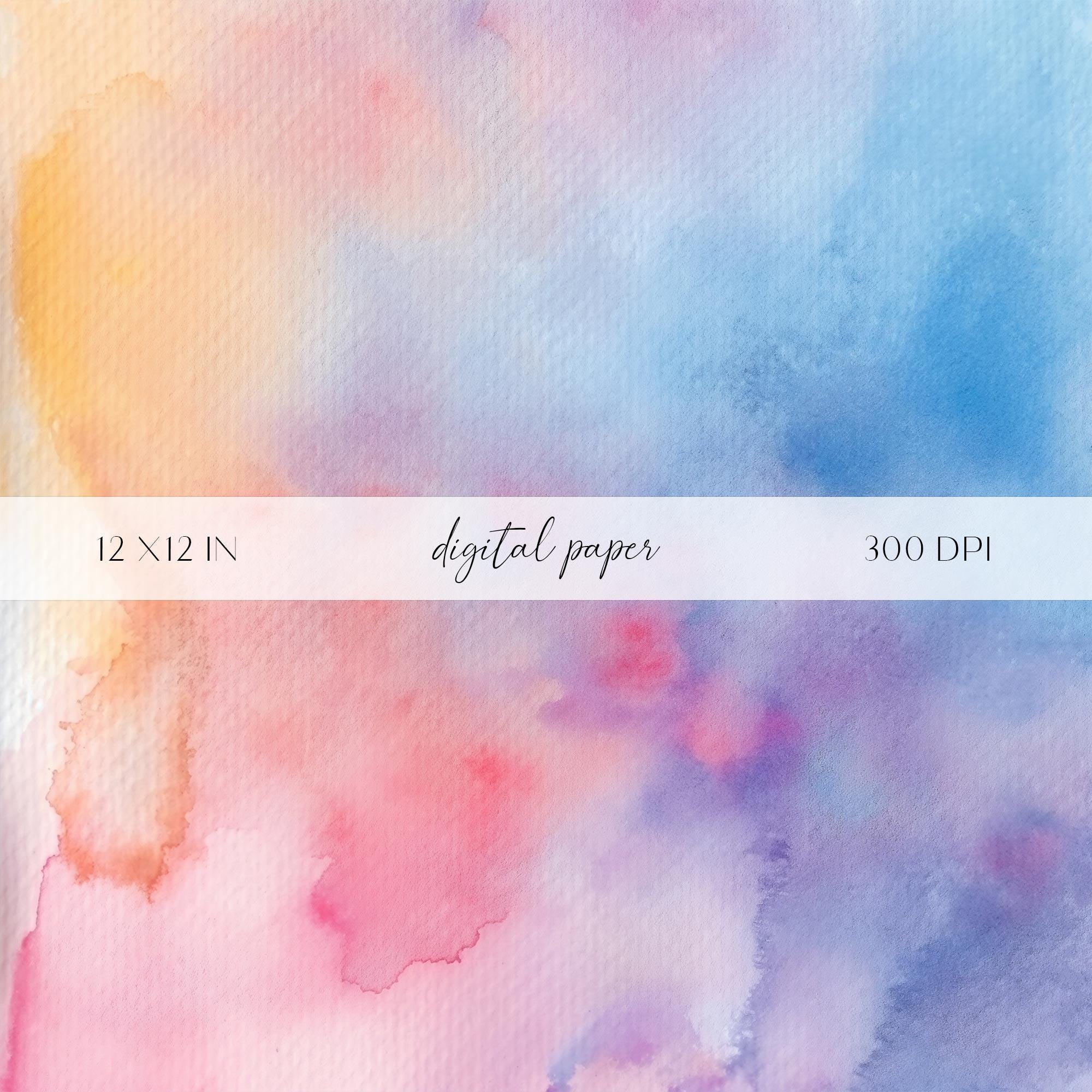 Pastel Hues Watercolor Digital Paper | Rainbow Tones Modern Abstract ...