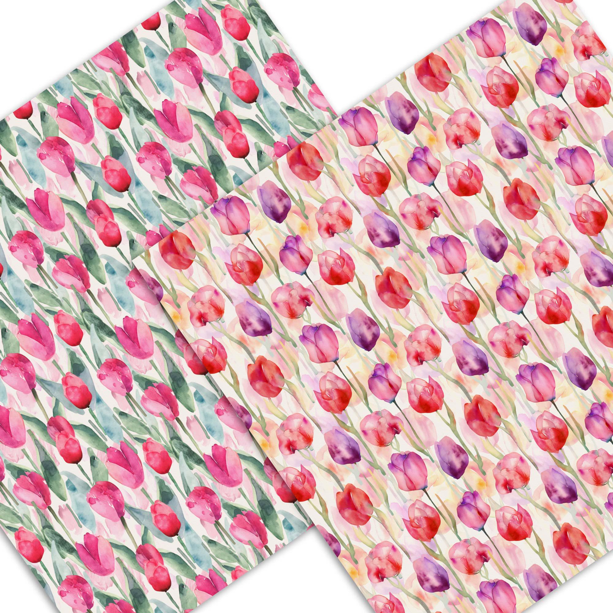 Tulips Watercolor Seamless Pattern | Floral Digital Paper (JPG) - Etsy