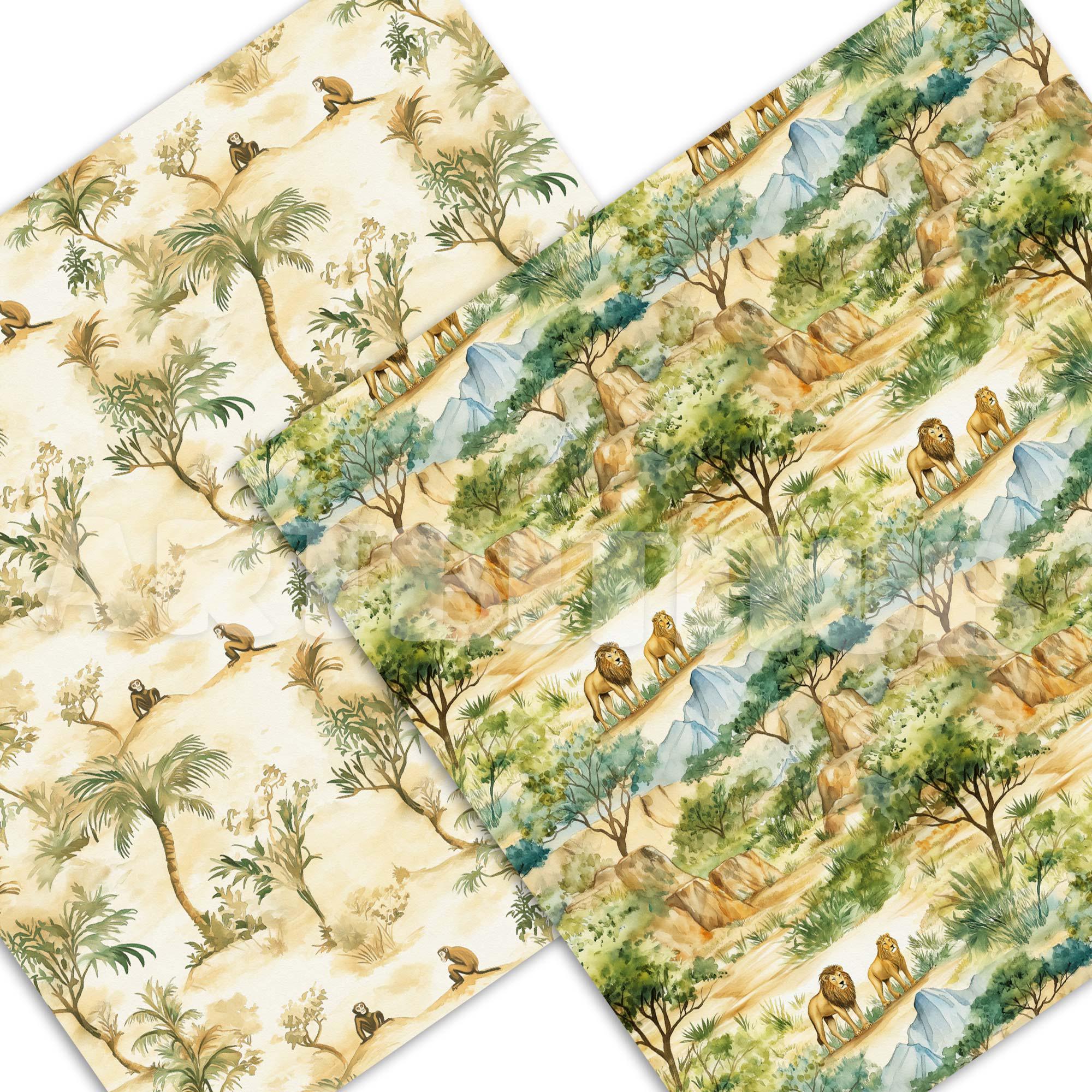 Wild Safari Seamless Pattern | Savannah Creatures JPG Digital Paper ...