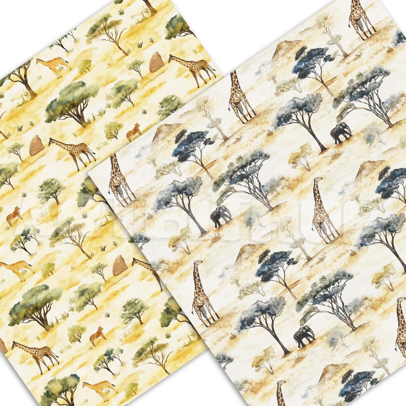 Wild Safari Seamless Pattern | Savannah Creatures JPG Digital Paper ...