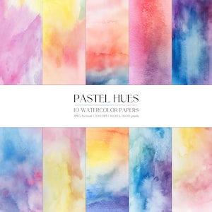 Pastellfarben Aquarell Digitales Papier | Regenbogen Töne moderne abstrakte Hintergrund Textur | JPG | Schreibwaren, Papier Handwerk Karte Herstellung Bekleidung