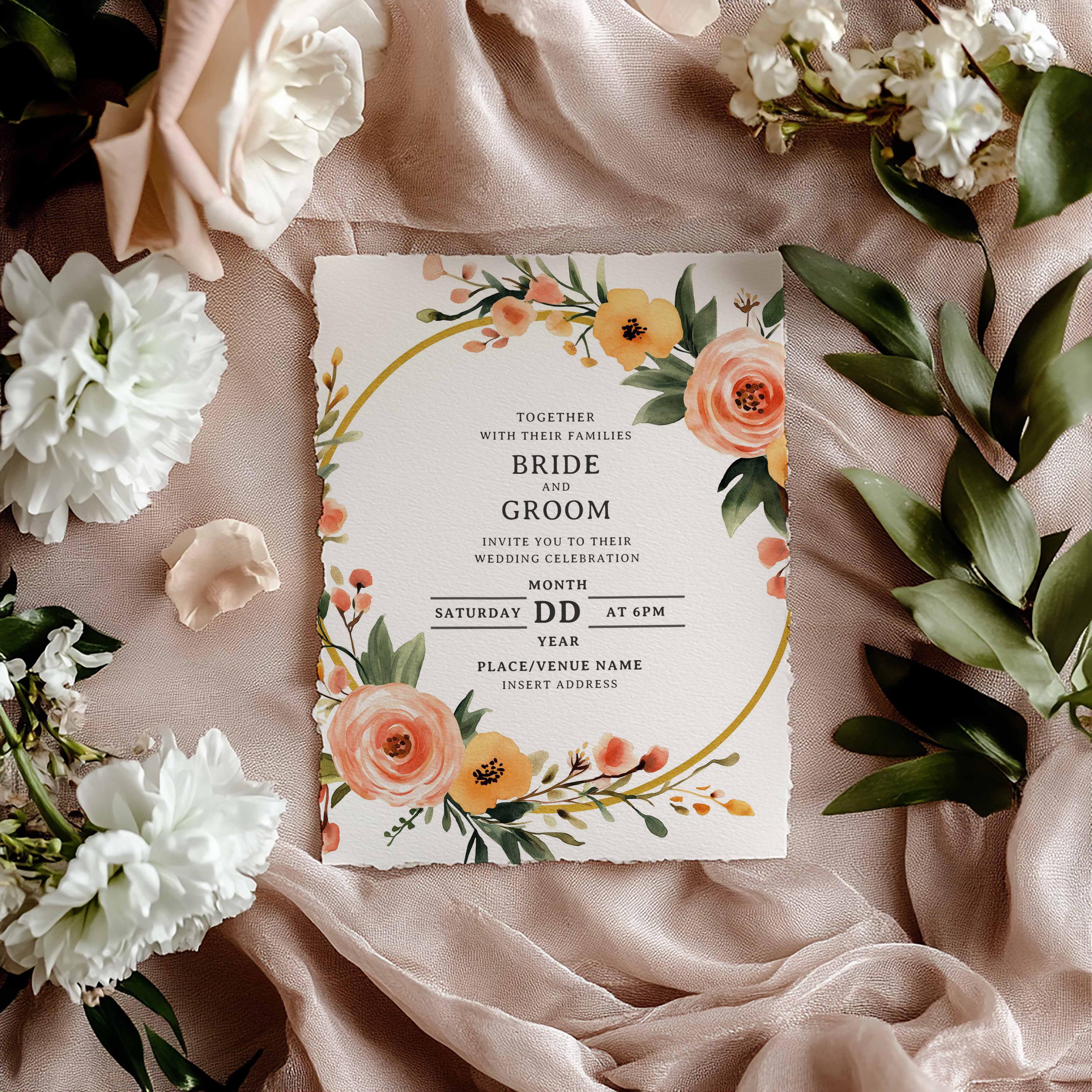 Watercolor Floral Wreaths Clipart | PNG Set, Wedding Invitation ...