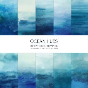 Ocean Hues Aquarell Digitales Papier | Wassertöne Abstrakte Hintergrundtextur | JPG | Schreibwaren, Bekleidung, Papierherstellung, Kartenherstellung, DIY