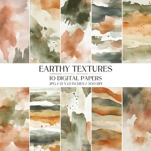 Digitaal papier met aquareltextuur | Earthy Abstract JPG-pakket (digitale download)