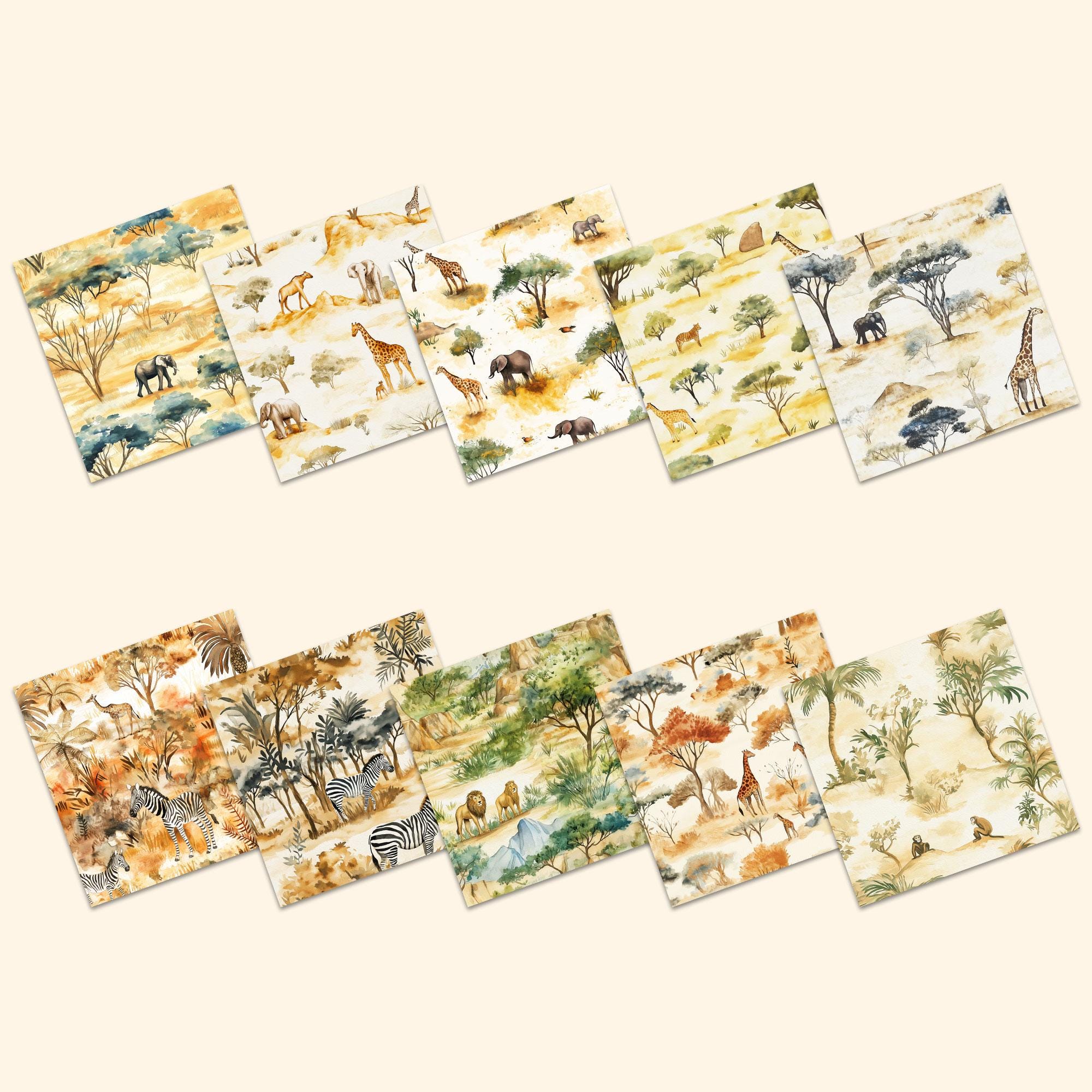 Wild Safari Seamless Pattern | Savannah Creatures JPG Digital Paper ...