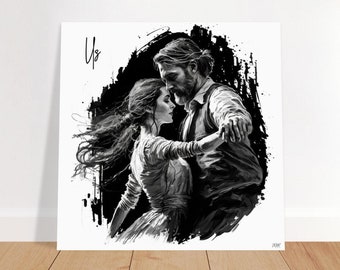 Us / Original Art / Interior Design / Home Decoration / Black & White Drawing / Couple Dancing