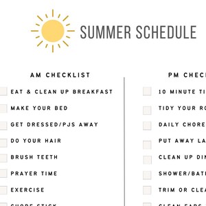Simple Kids Summer Schedule