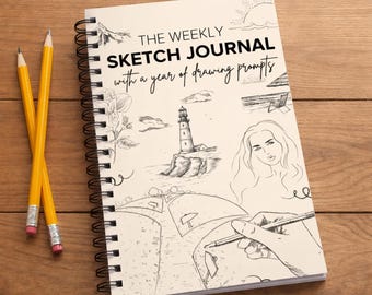 Quaderno da disegno formato A5 con 52 spunti settimanali per il disegno, rilegatura a spirale, sfida annuale