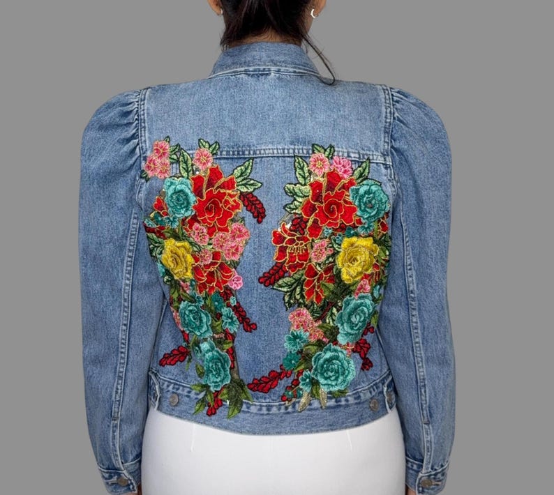 Respect The Locals Fox Floral Embroidered Denim Jacket
