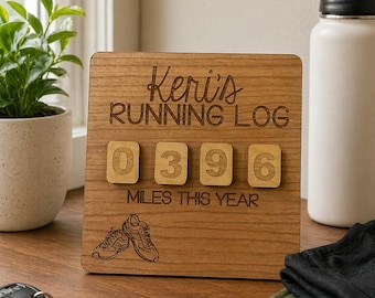 Personalized Running Mile Tracker, Custom Running Log, Miles Run this Year Tracker, Runner Gift, Marathon Gift, Yearly Miles Tracker, Decor