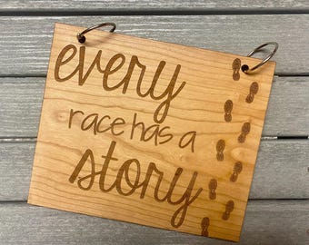 Every race has a story | Christmas Gift for Runner | Racing Bib Display | Race Bib Holder | Running Bib Display | Running Bib Album