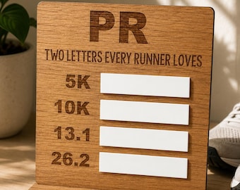 PR Running Tracker Board | Personal Record Display for Runners | 5K 10K Half Marathon PR Board | Gift for Runners | Running Related Gift