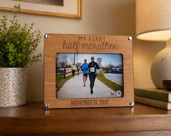 Personalized First Race Photo Frame, 5K 10K Half Marathon Marathon Gift, Runner Keepsake Picture Frame, Running Finish Line Gift, Race Decor