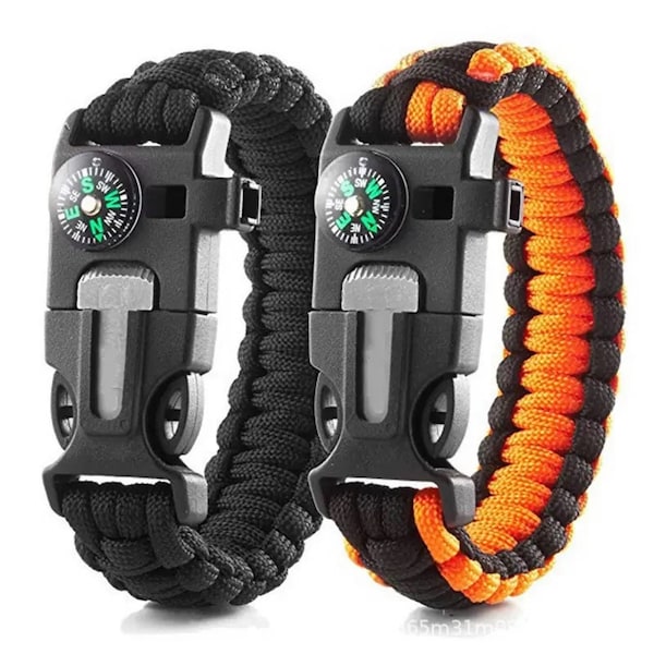 Braided Paracord Survival Bracelet, Multifunctional 5-in-1 Seven-core, Outdoor Camping Adventure Emergency