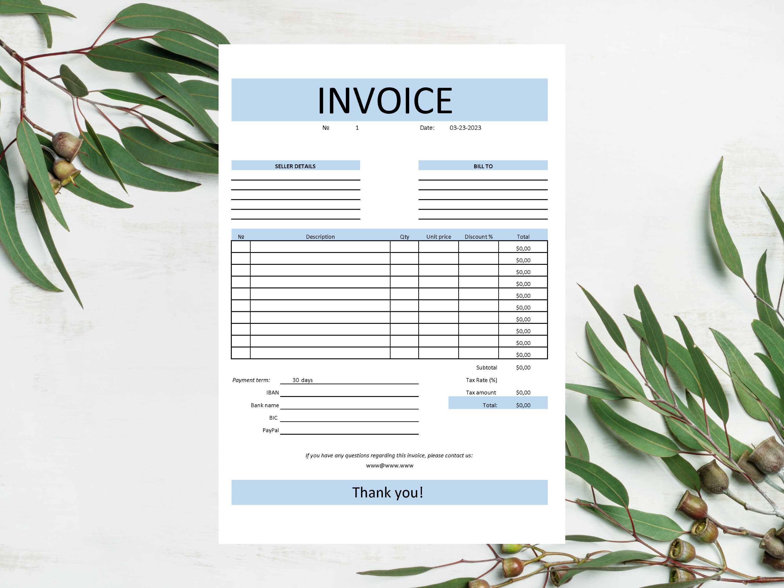 Invoice Template Excel, Excel Invoice Template Spreadsheet, Invoice ...
