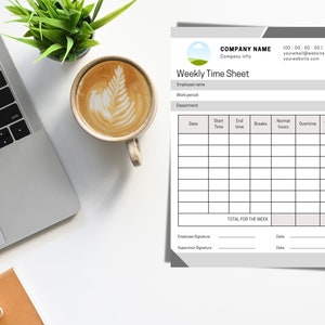 Printable Employee Time Sheet, Weekly Time Tracker, Working Hours ...
