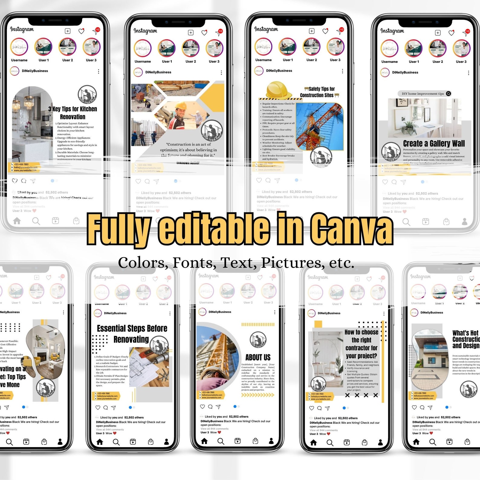 Construction Instagram Post Templates | Construction Social Media Post ...