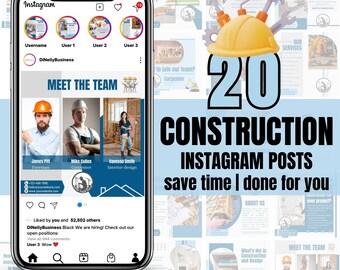 Construction Instagram Post Templates | Construction Social Media Post | Contractor Social Media | Social Media for Construction Companies