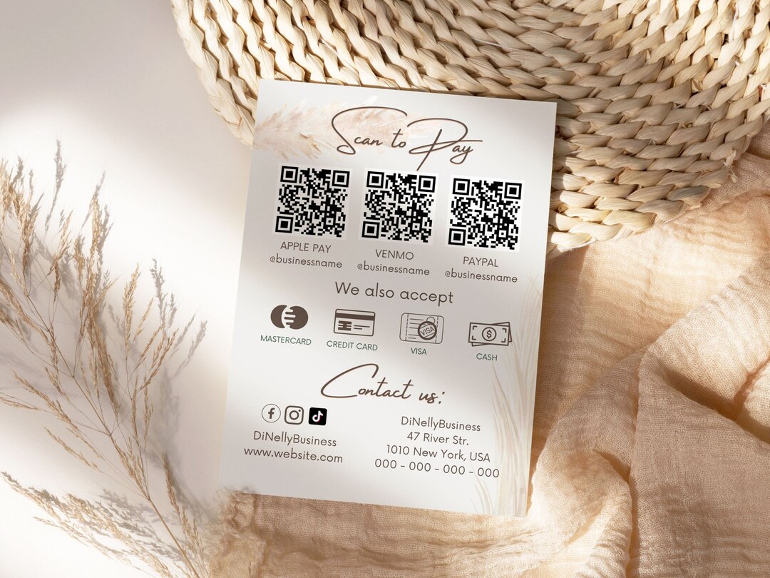 Boho QR Scan to Pay Template, Editable QR Scan to Pay Canva Template ...