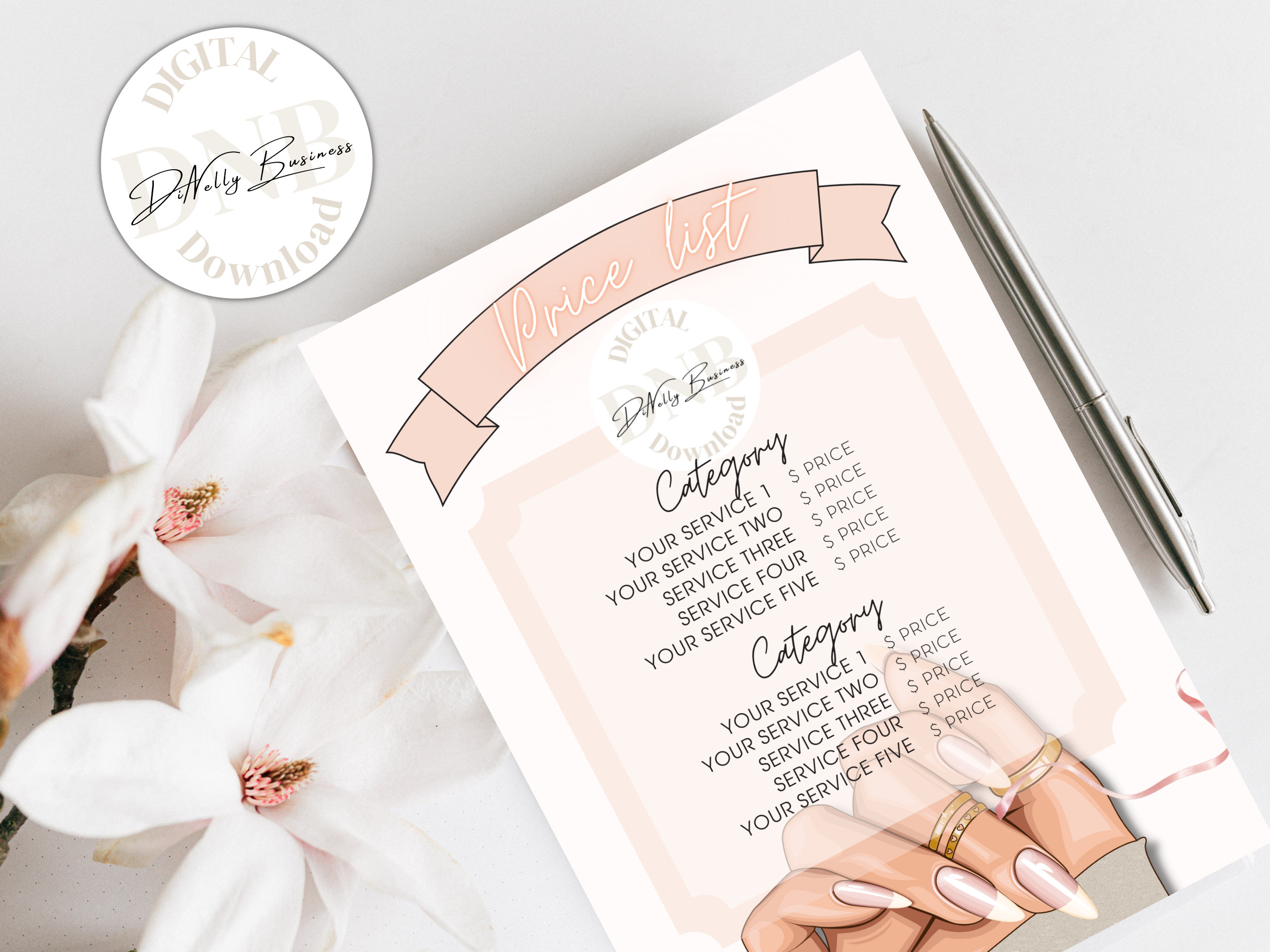 Nail Salon Price List, Editable Price List Template for Nail Technician ...
