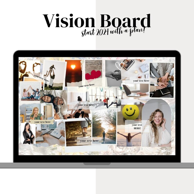 Editable Vision Board Template, Floral Digital Vision Board , 2024 ...