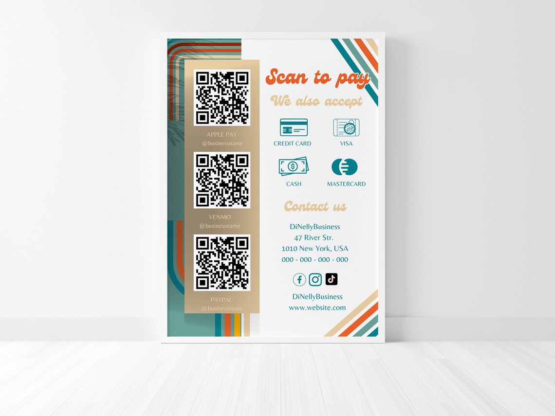 Vintage Scan to Pay Canva Template Editable QR Scan to Pay Etsy