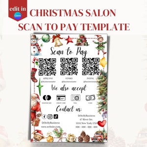 Christmas Scan to Pay Canva Template, Editable QR Scan to Pay Canva Template, QR code sign, Printable Payment Sign, Scan-to-Pay Template