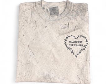 Falling for the Villain Embroidered T-Shirt: Dark Romance Book Lover Gift