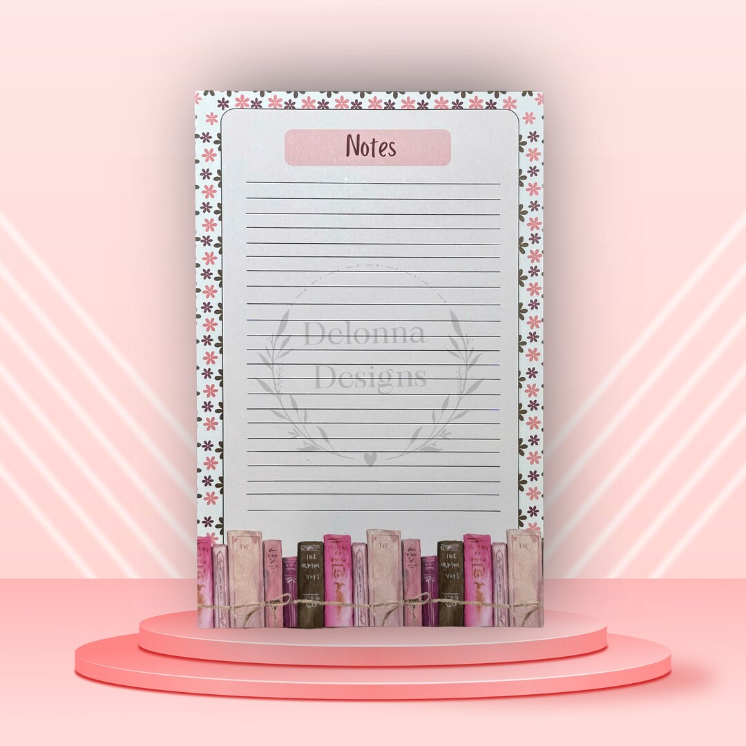 Pink Bookish Notepad: Floral Library Note Taking Pad - Etsy