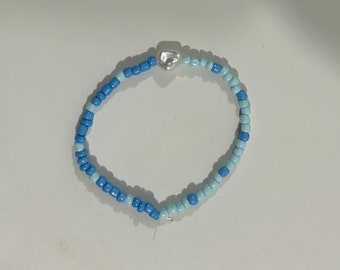 multiblue pearl seed bead bracelet