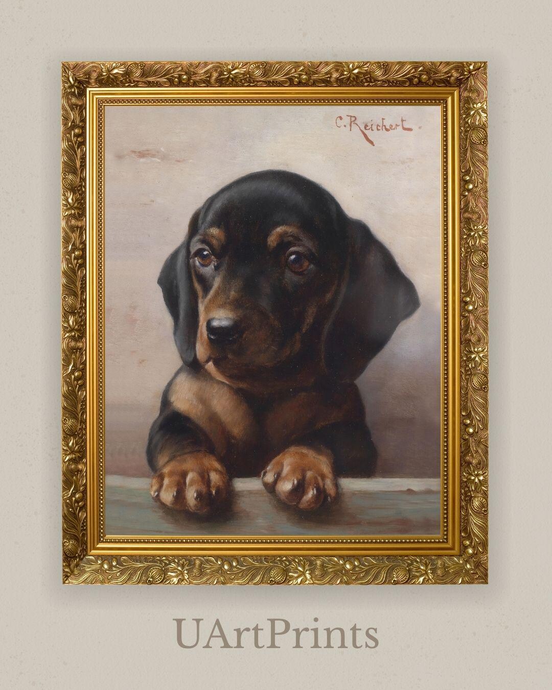 Antique Dog Portrait, Vintage Puppy Painting, Printable Wall Art ...