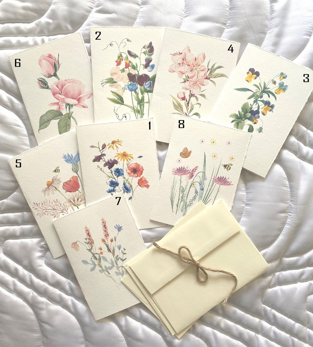Floral Greeting Card With Watercolor Paper , Blank Cards , Bundle or ...