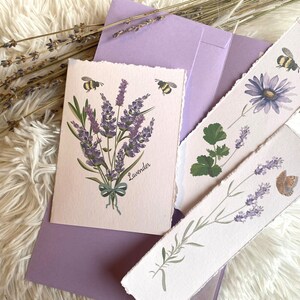 Marque-pages et carte de voeux lavande